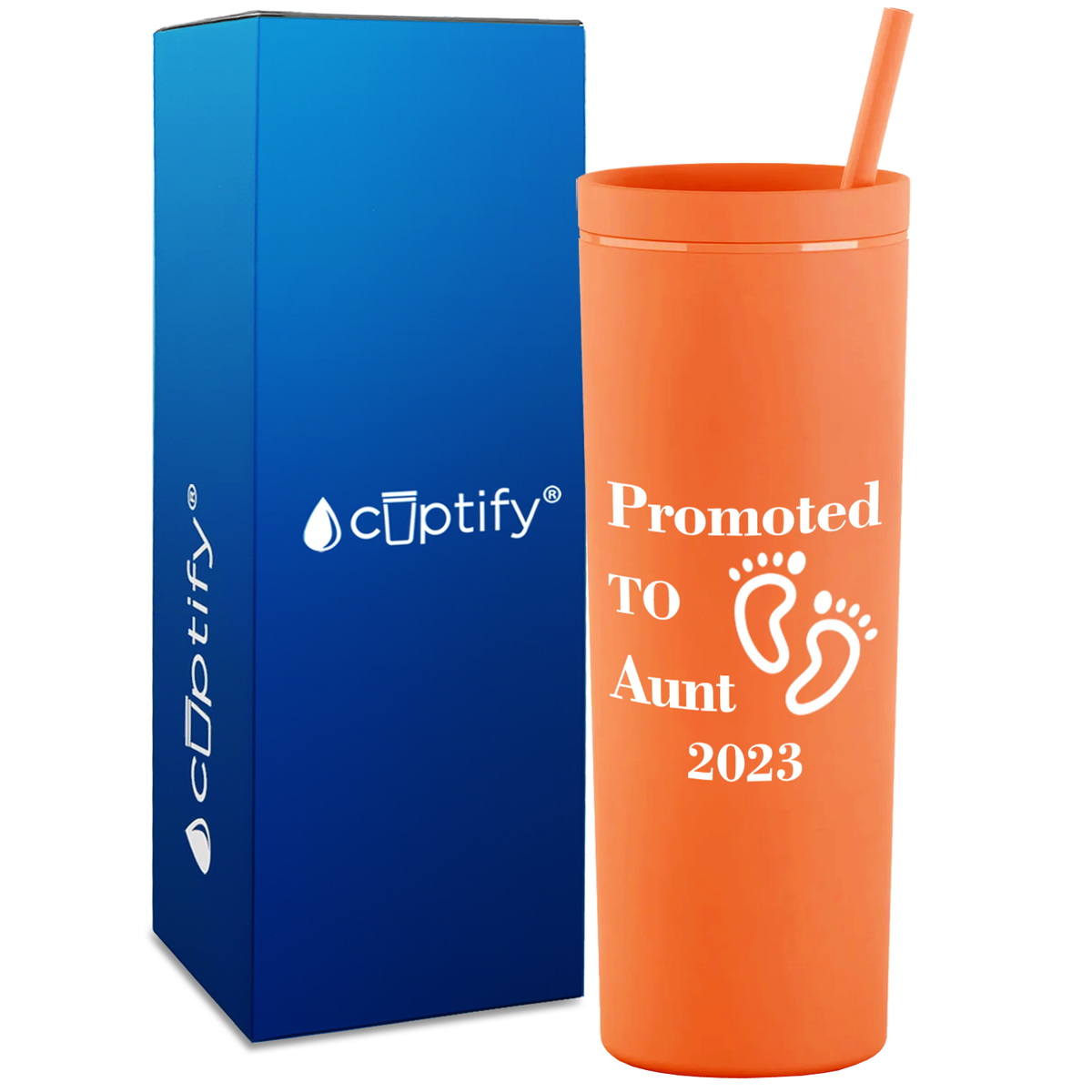 Promoted to Aunt on 18oz Acrylic Skinny Tumbler