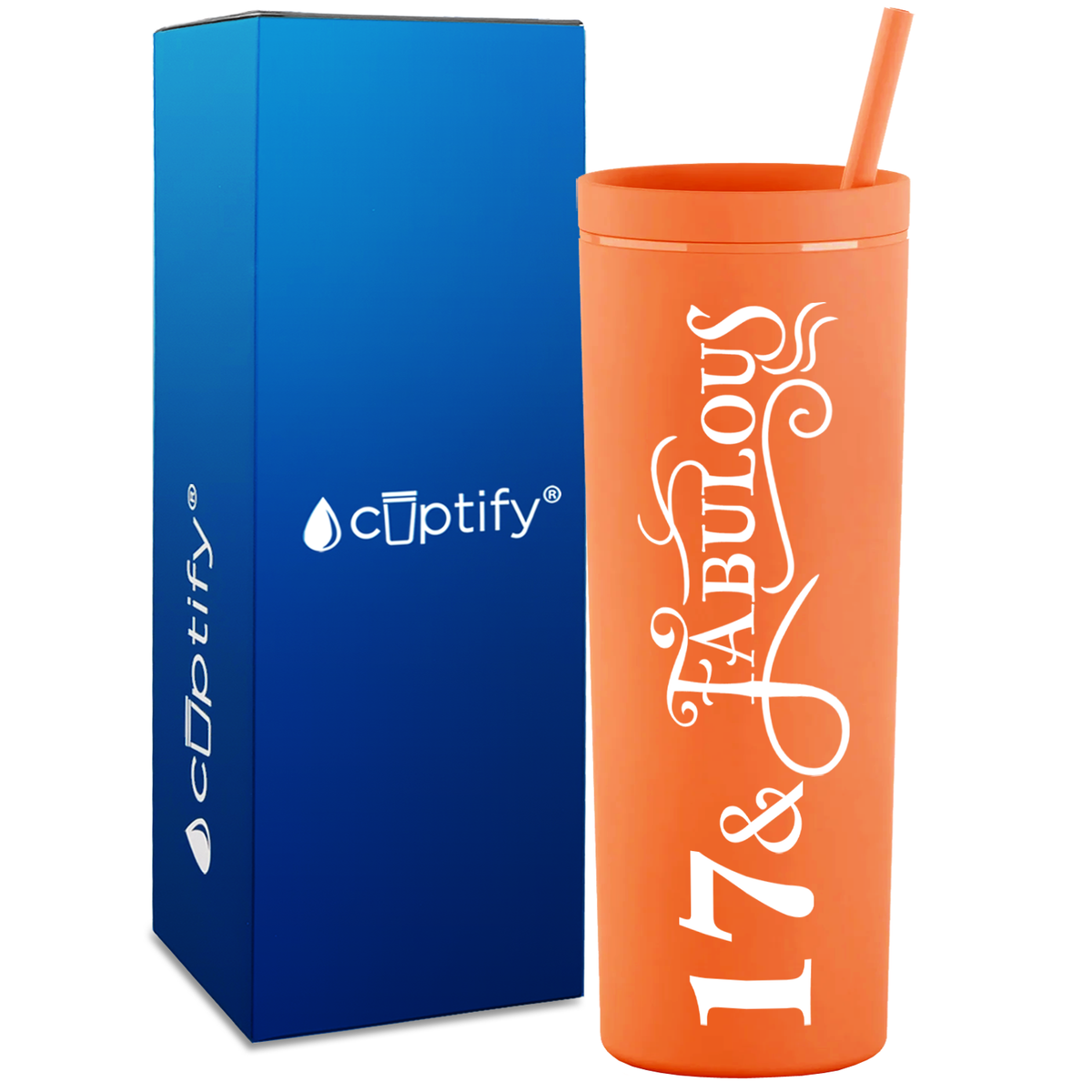 Fancy 17 and Fabulous on 18oz Acrylic Skinny Tumbler