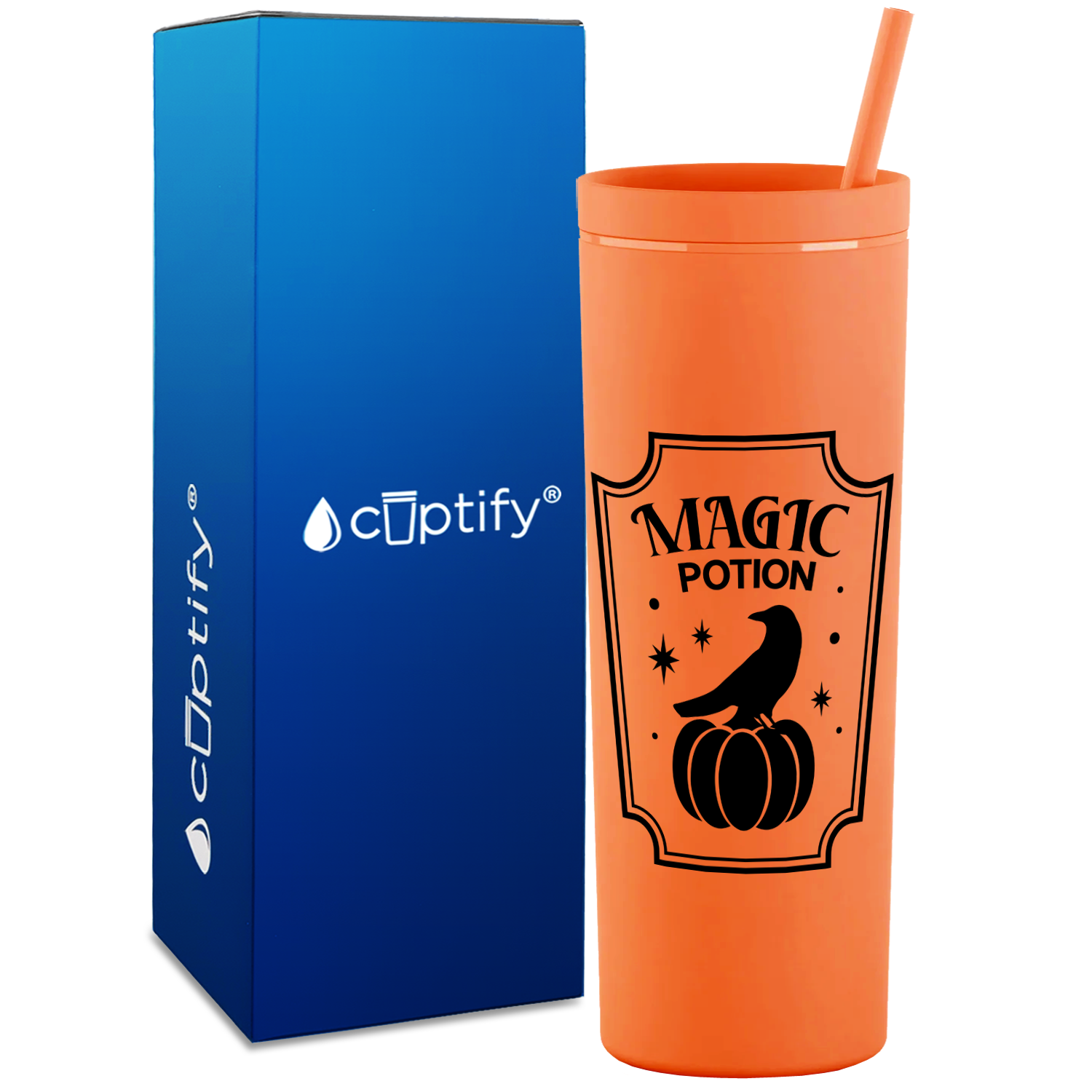 Magic Potion on Orange 18oz Acrylic Halloween Skinny Tumbler