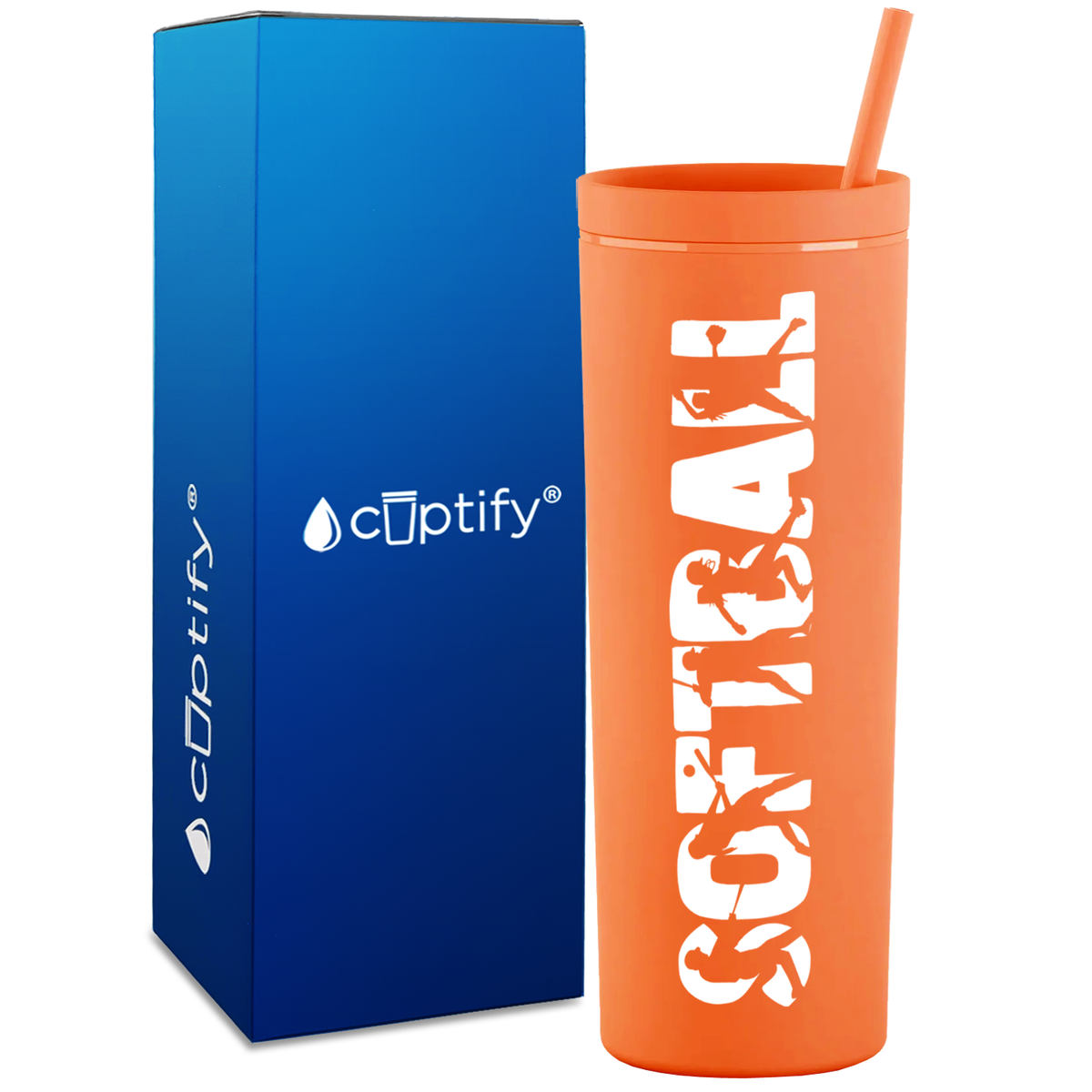 Softball Players on 18oz Acrylic Skinny Tumbler