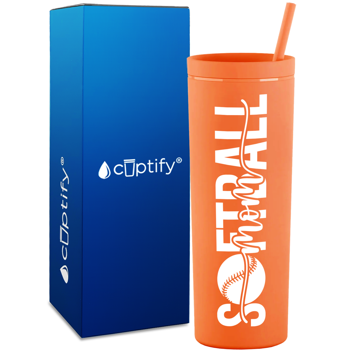 Softball Mom Swish on 18oz Acrylic Skinny Tumbler