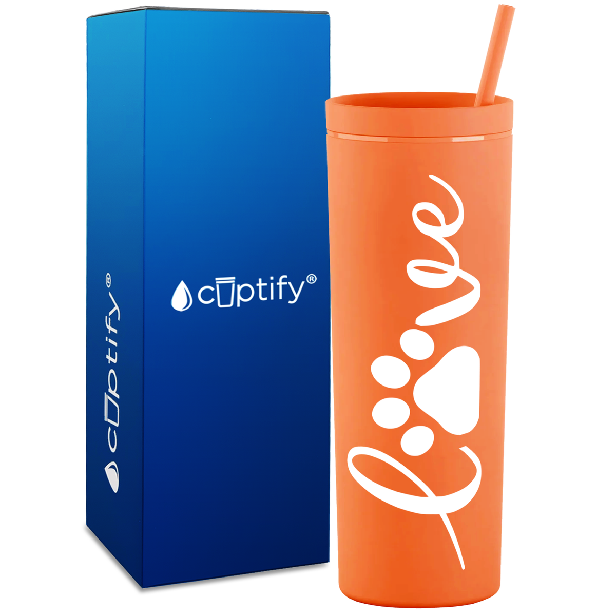 Love Dog Paws Curly on 18oz Acrylic Skinny Tumbler