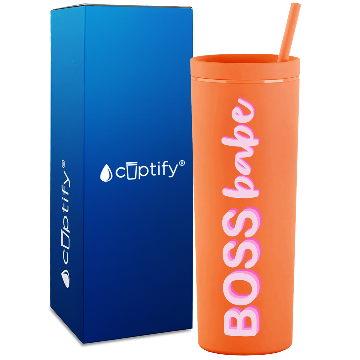 Boss Babe on 18oz Acrylic Skinny Tumbler