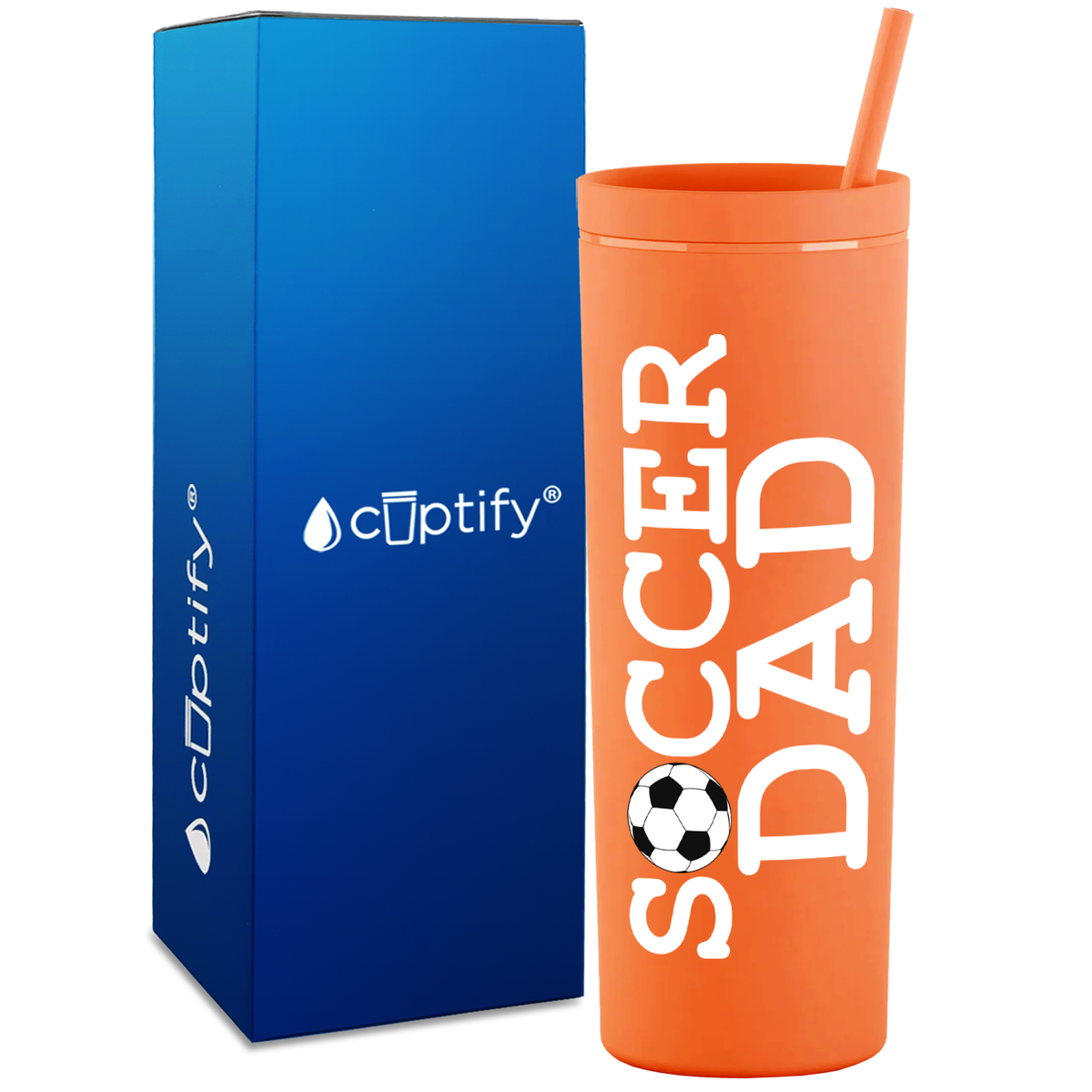 Soccer Ball Dad on 18oz Acrylic Skinny Tumbler