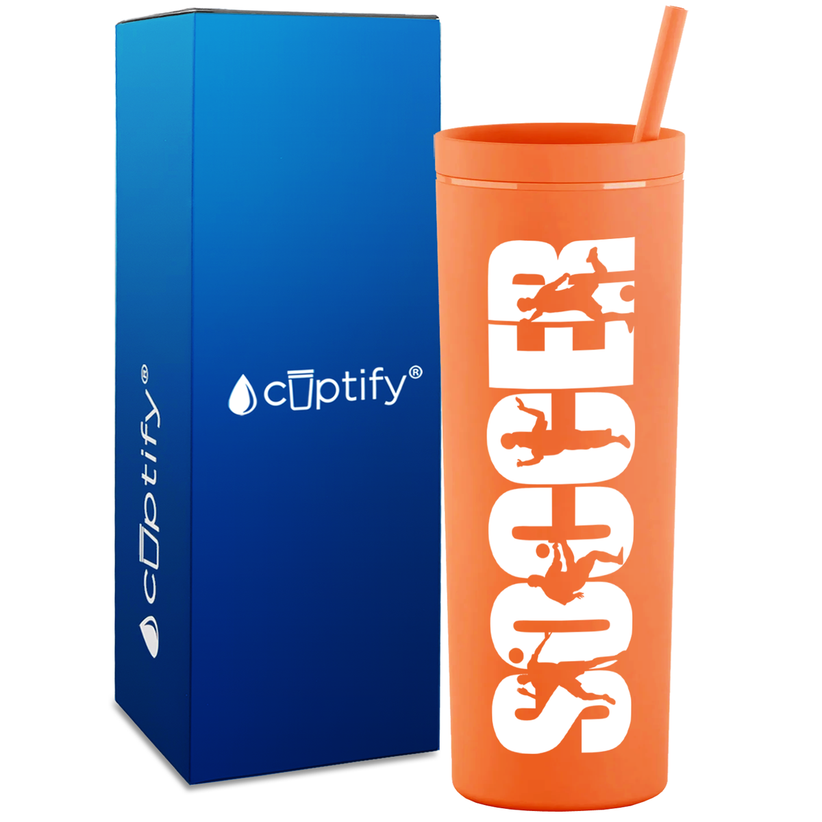 Soccer Players on 18oz Acrylic Skinny Tumbler