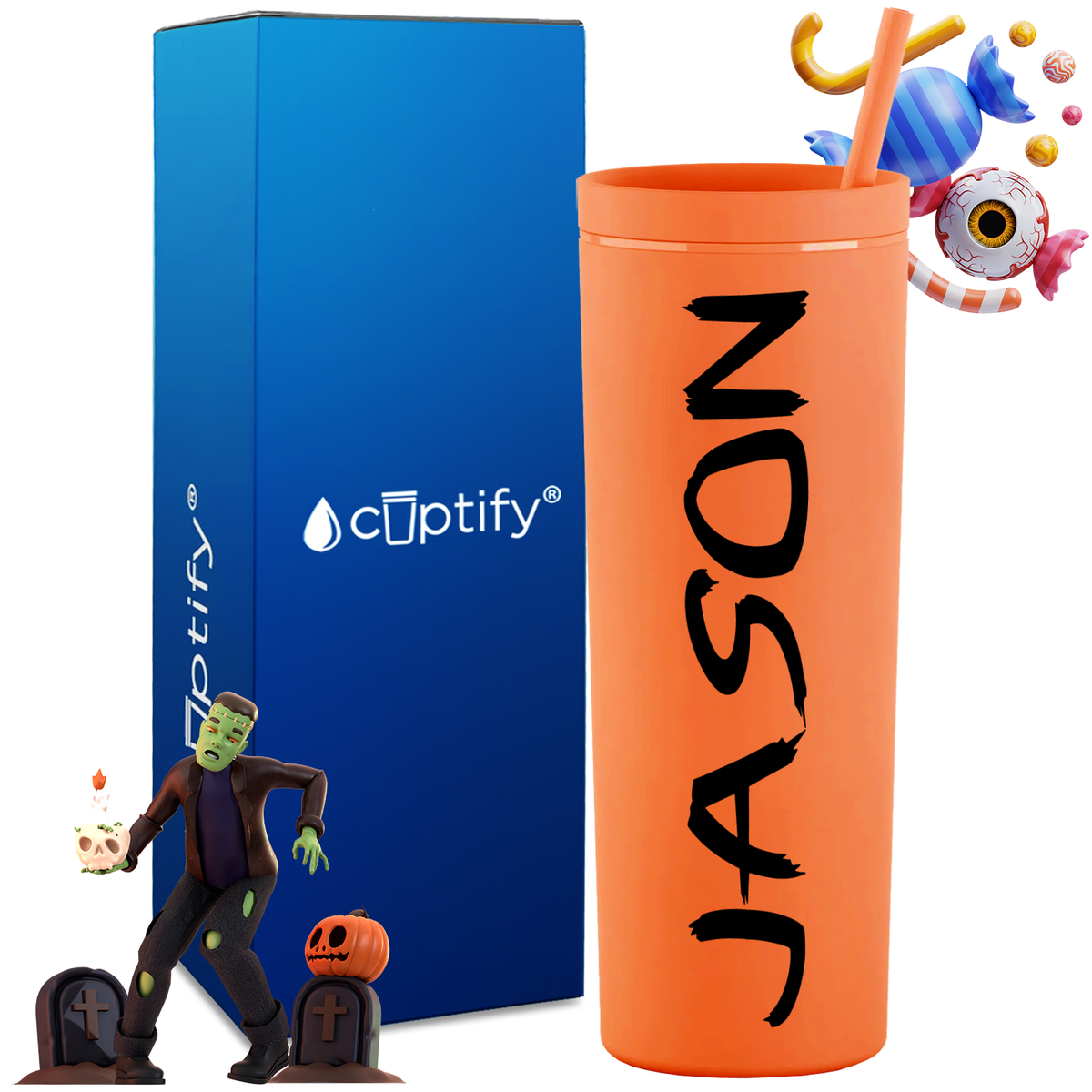 Personalized Scary Style on 18oz Acrylic Halloween Tumbler