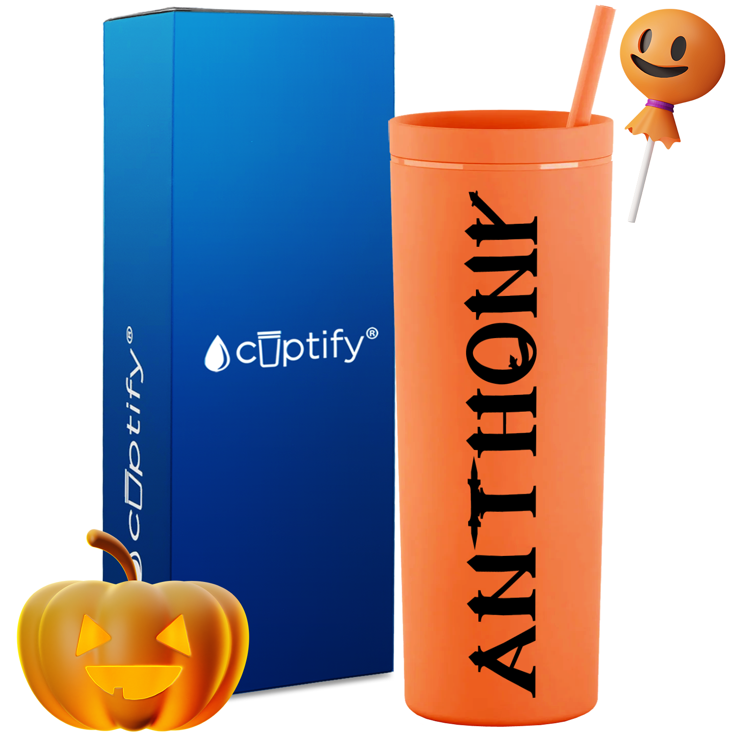 Personalized Creepy Style on 18oz Acrylic Halloween Tumbler