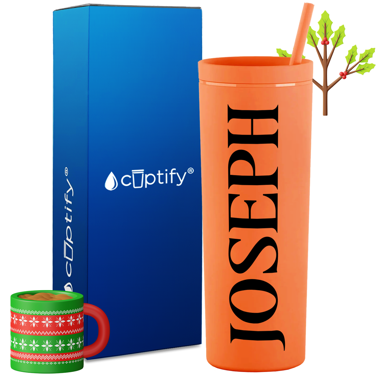 Personalized Merry Style on 18oz Acrylic Christmas Tumbler