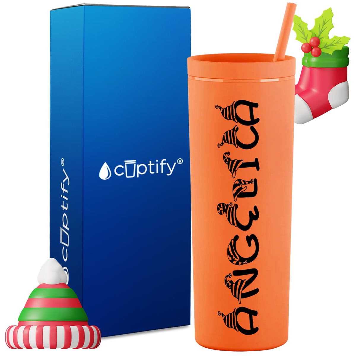 Personalized Elfen Style on 18oz Acrylic Christmas Tumbler