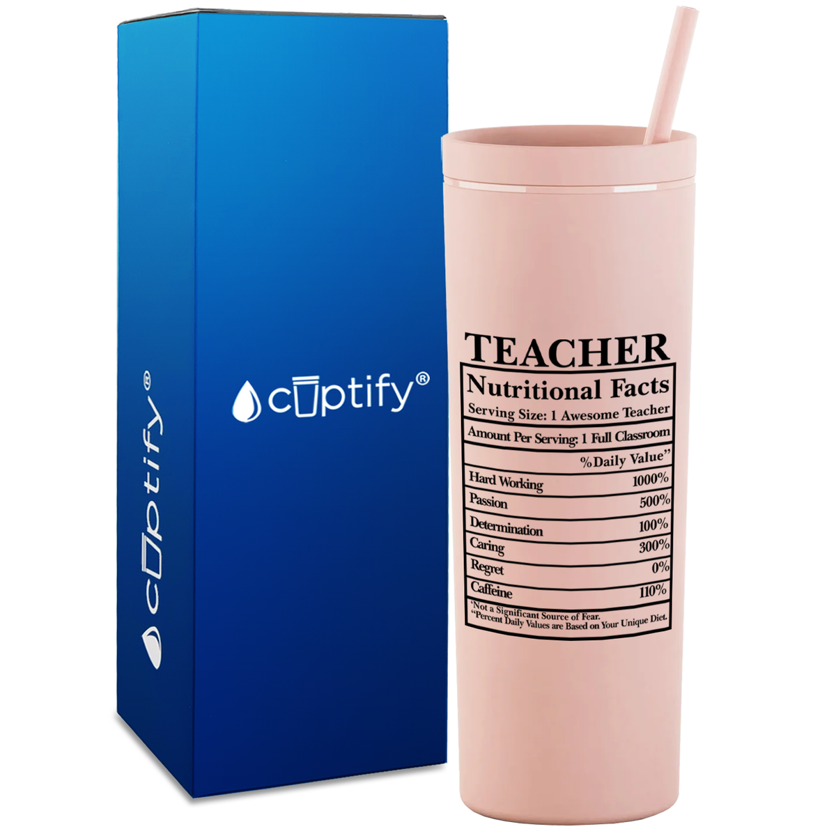 Teacher Nutritional Facts on 18oz Acrylic Teacher Tumbler