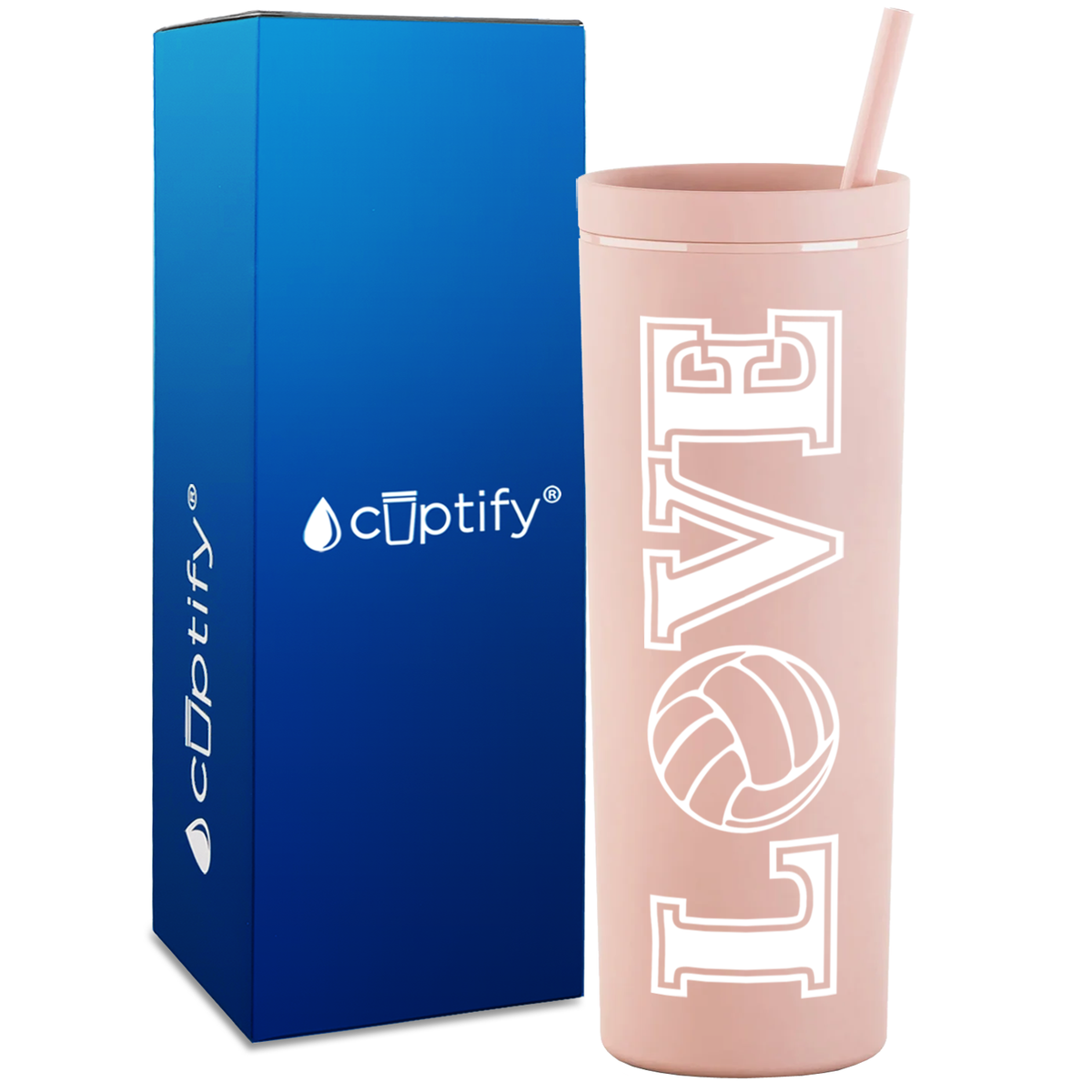 LOVE Volleyball on 18oz Acrylic Skinny Tumbler