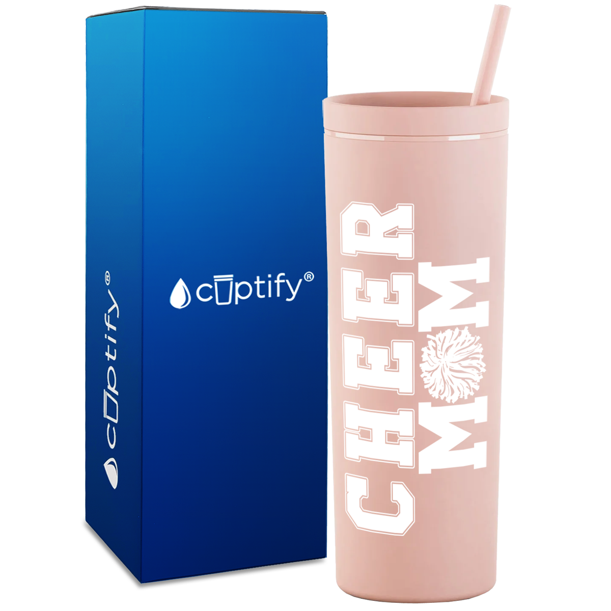 Cheer Mom on 18oz Acrylic Skinny Tumbler