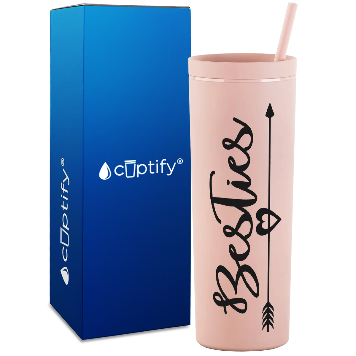 Best Friend Besties on 18oz Acrylic Skinny Tumbler