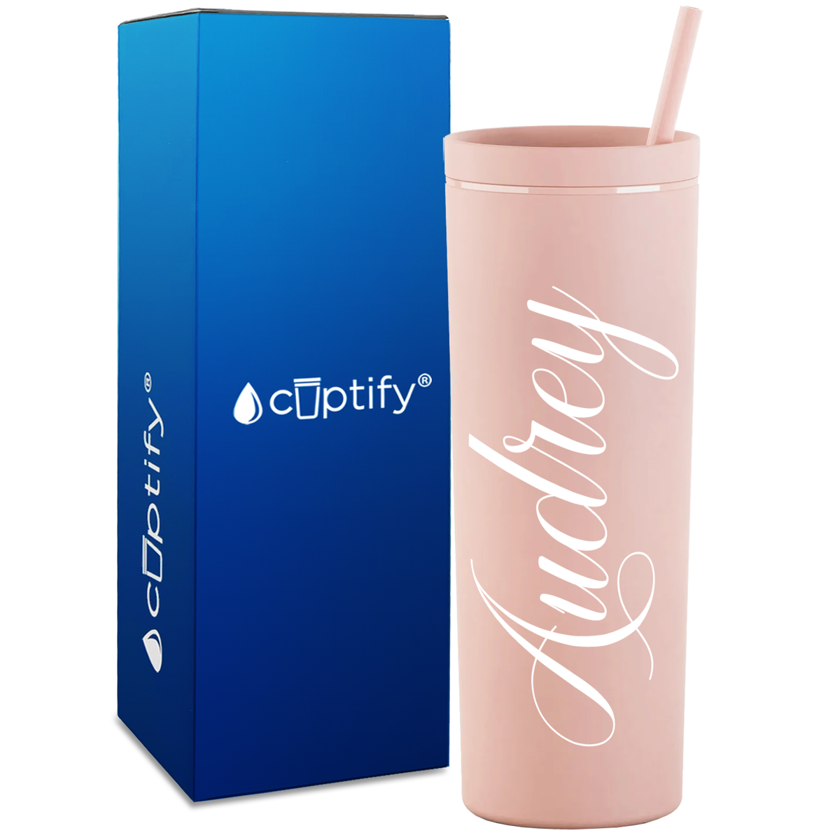 Personalized Audrey Style on 18oz Acrylic Skinny Tumbler