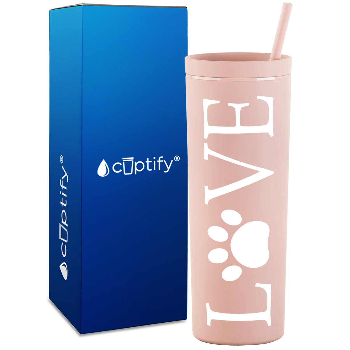 LOVE Dog Paw on 18oz Acrylic Skinny Tumbler