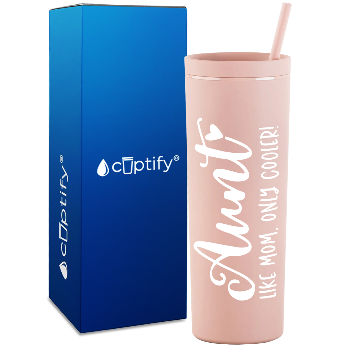 Aunt Like Mom Only Cooler on 18oz Acrylic Skinny Tumbler