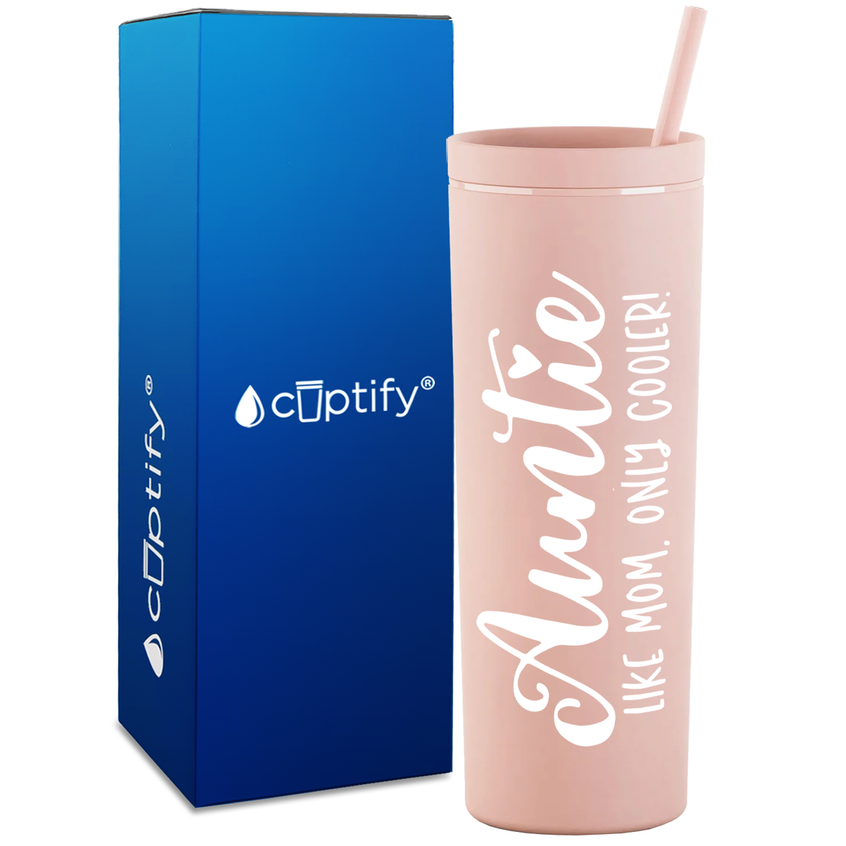 Auntie Like Mom Only Cooler on 18oz Acrylic Skinny Tumbler