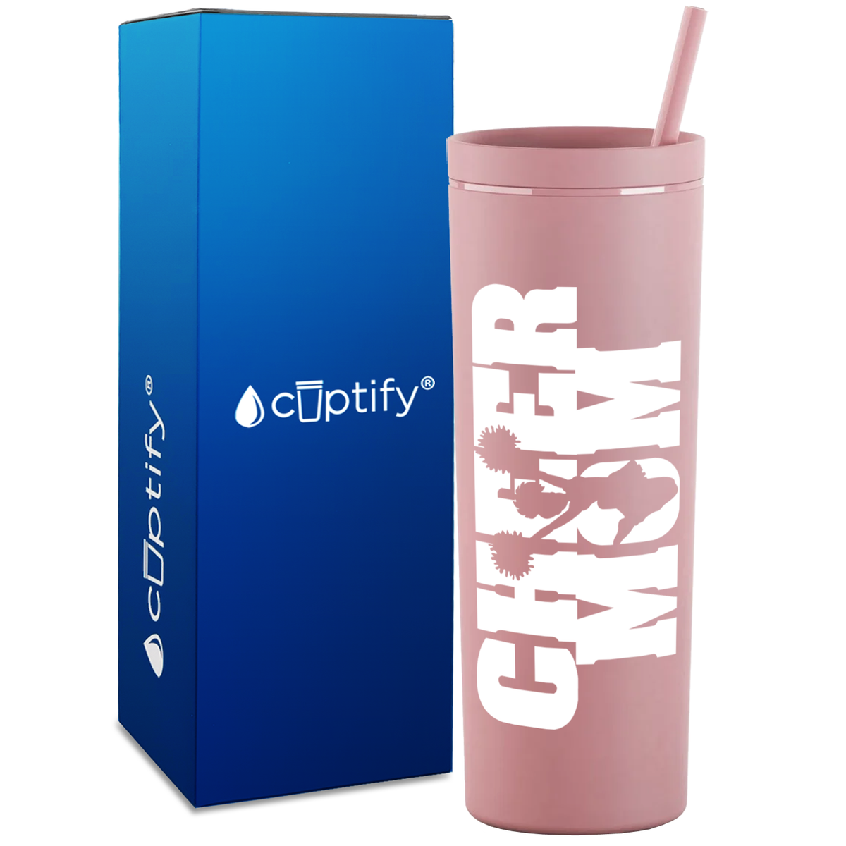 Cheer Mom with Cheerleader on 18oz Acrylic Skinny Tumbler