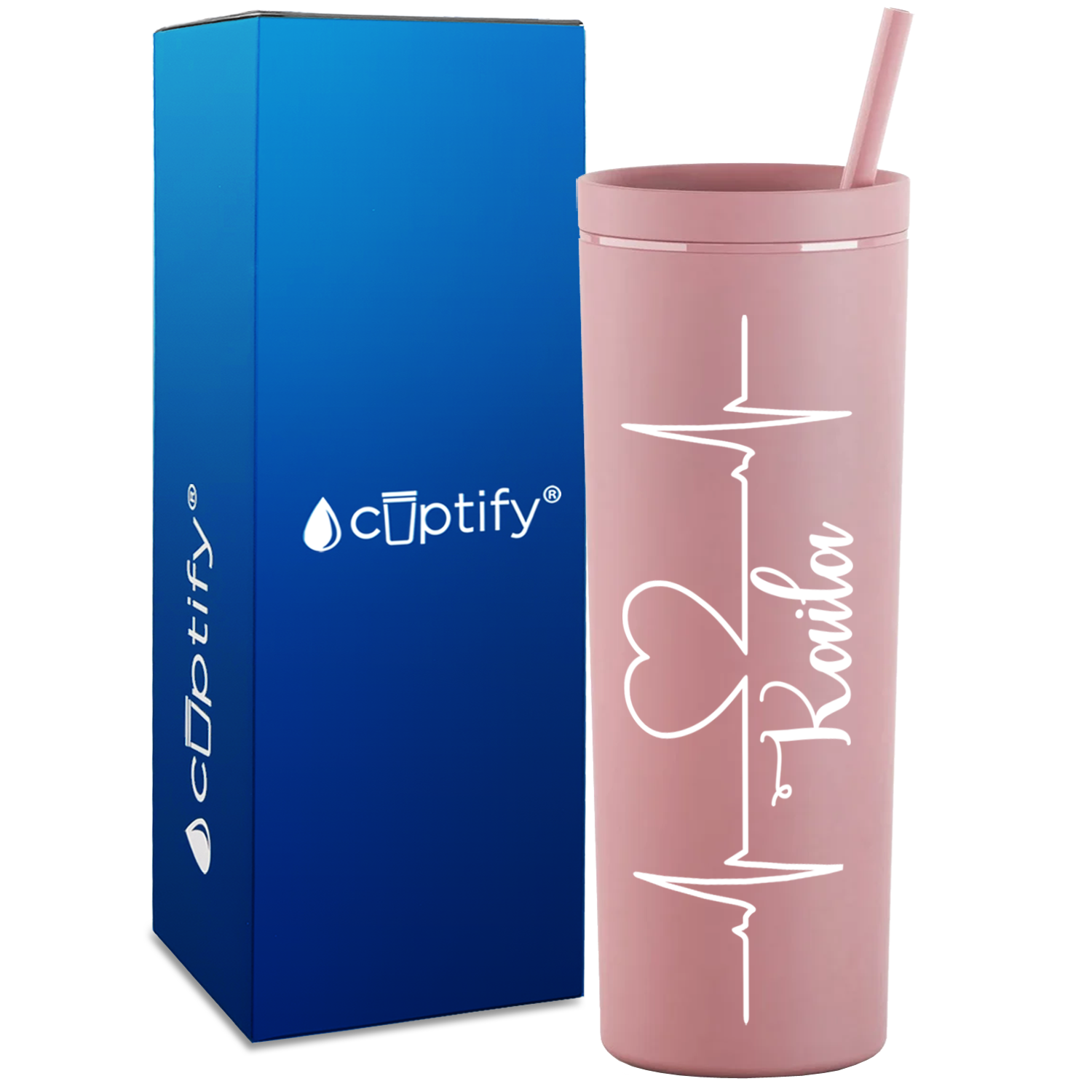 Personalized RN Nurse Life Pulse on 18oz Acrylic Skinny Tumbler