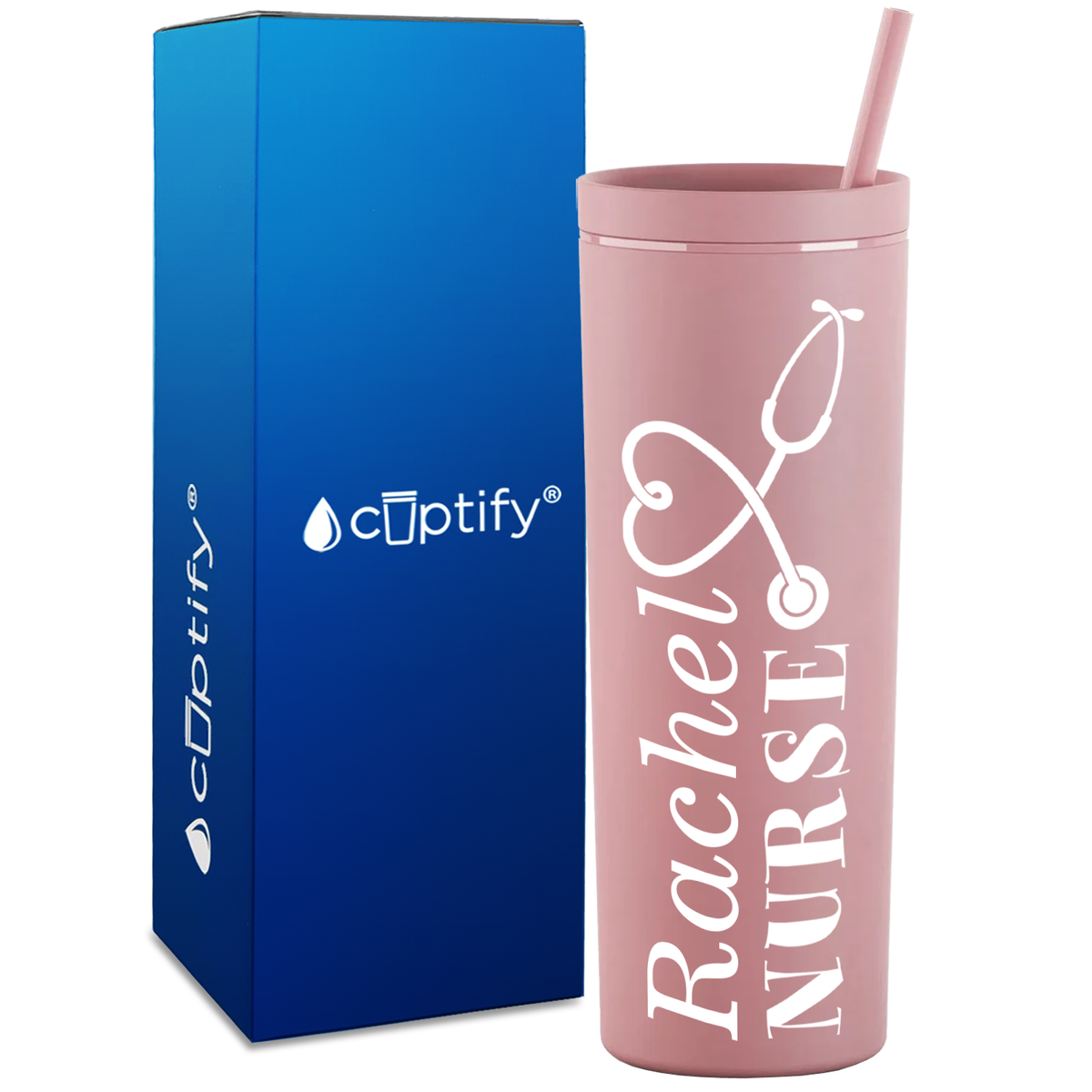 Personalized Nurse on 18oz Acrylic Skinny Tumbler