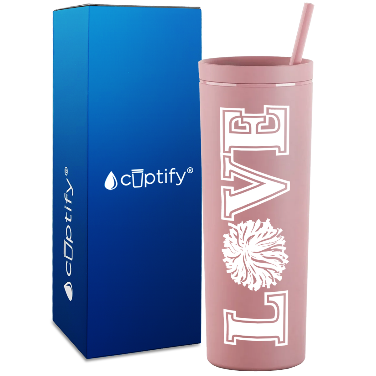 Love Cheer on 18oz Acrylic Skinny Tumbler