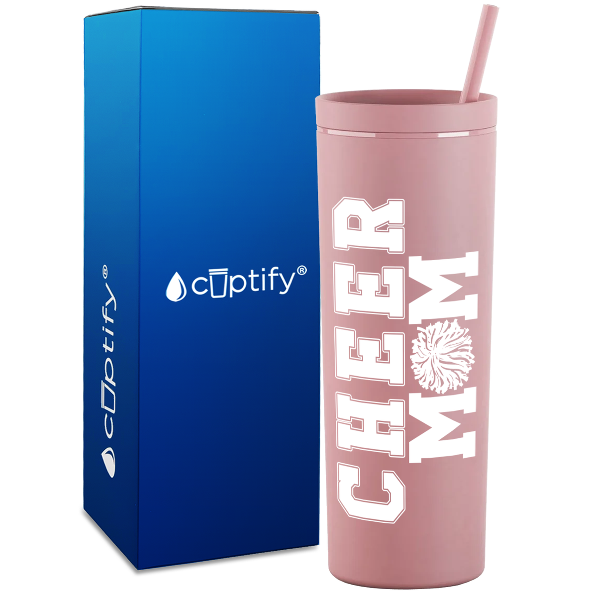 Cheer Mom on 18oz Acrylic Skinny Tumbler