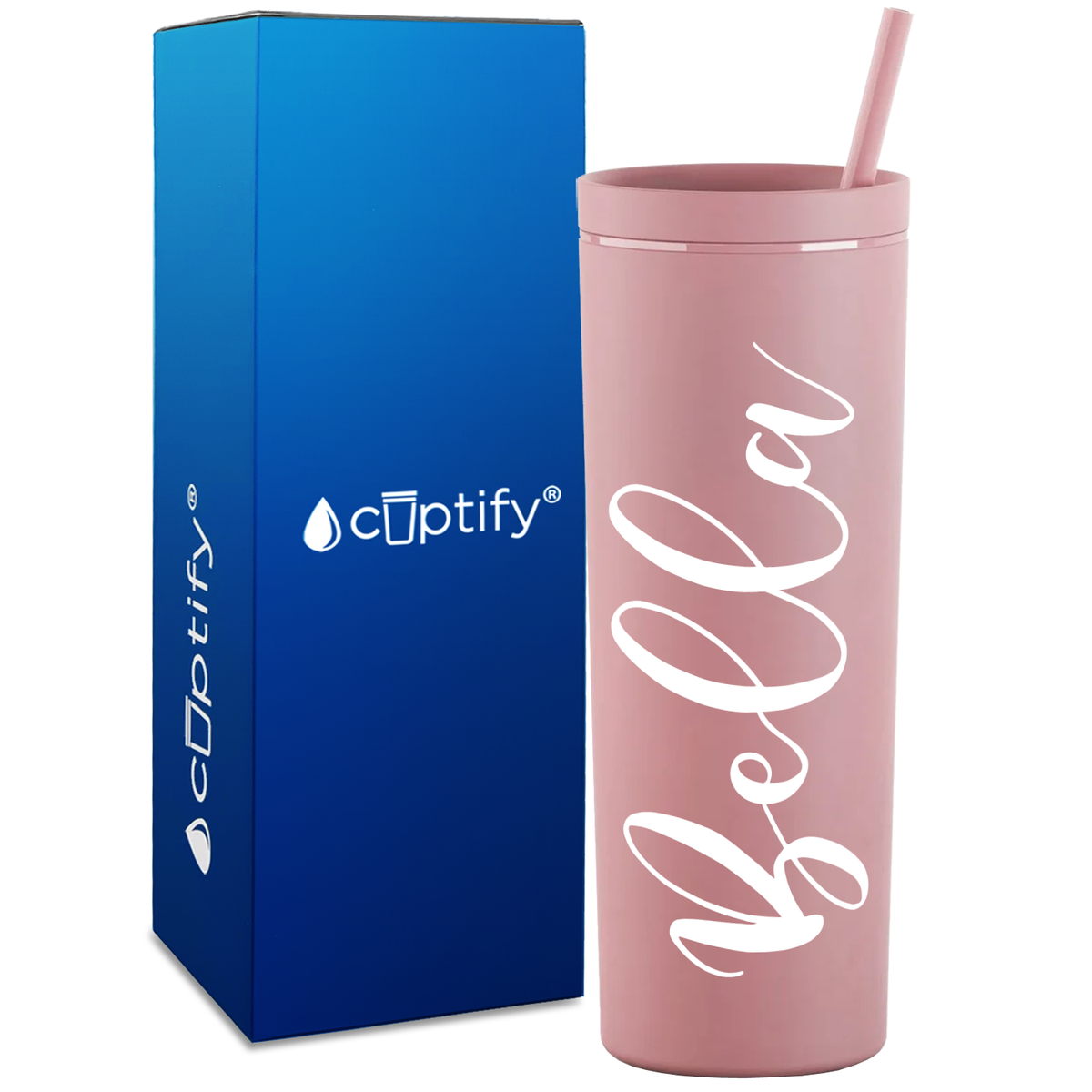 Personalized Bella Style on 18oz Acrylic Skinny Tumbler