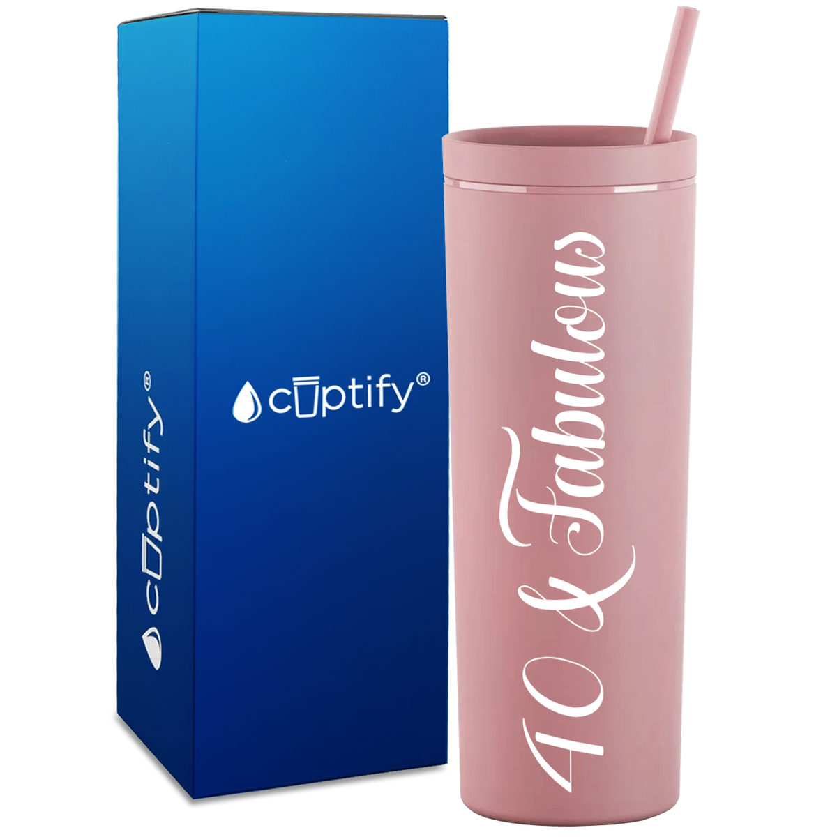 40 and Fabulous on 18oz Acrylic Skinny Tumbler