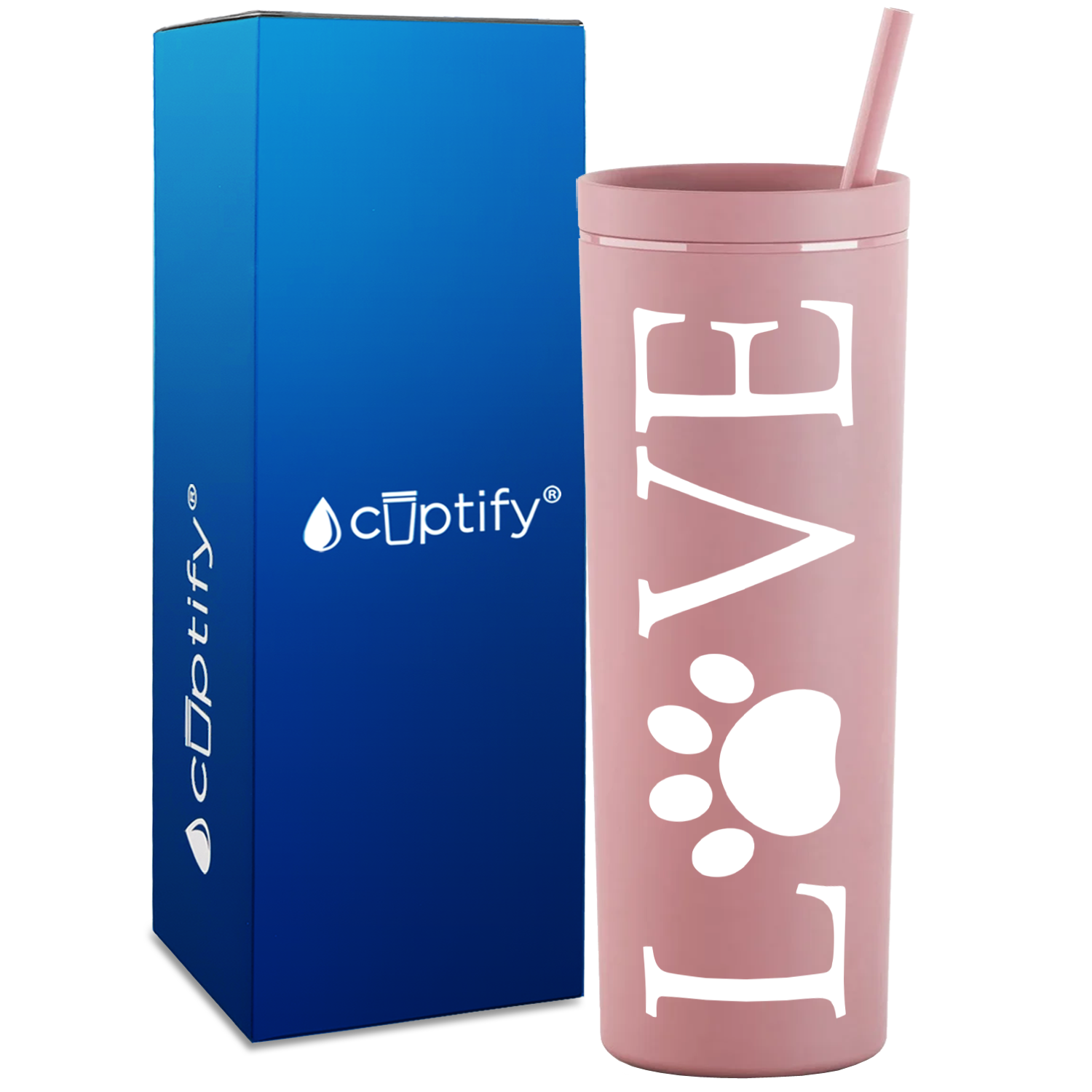 LOVE Dog Paw on 18oz Acrylic Skinny Tumbler