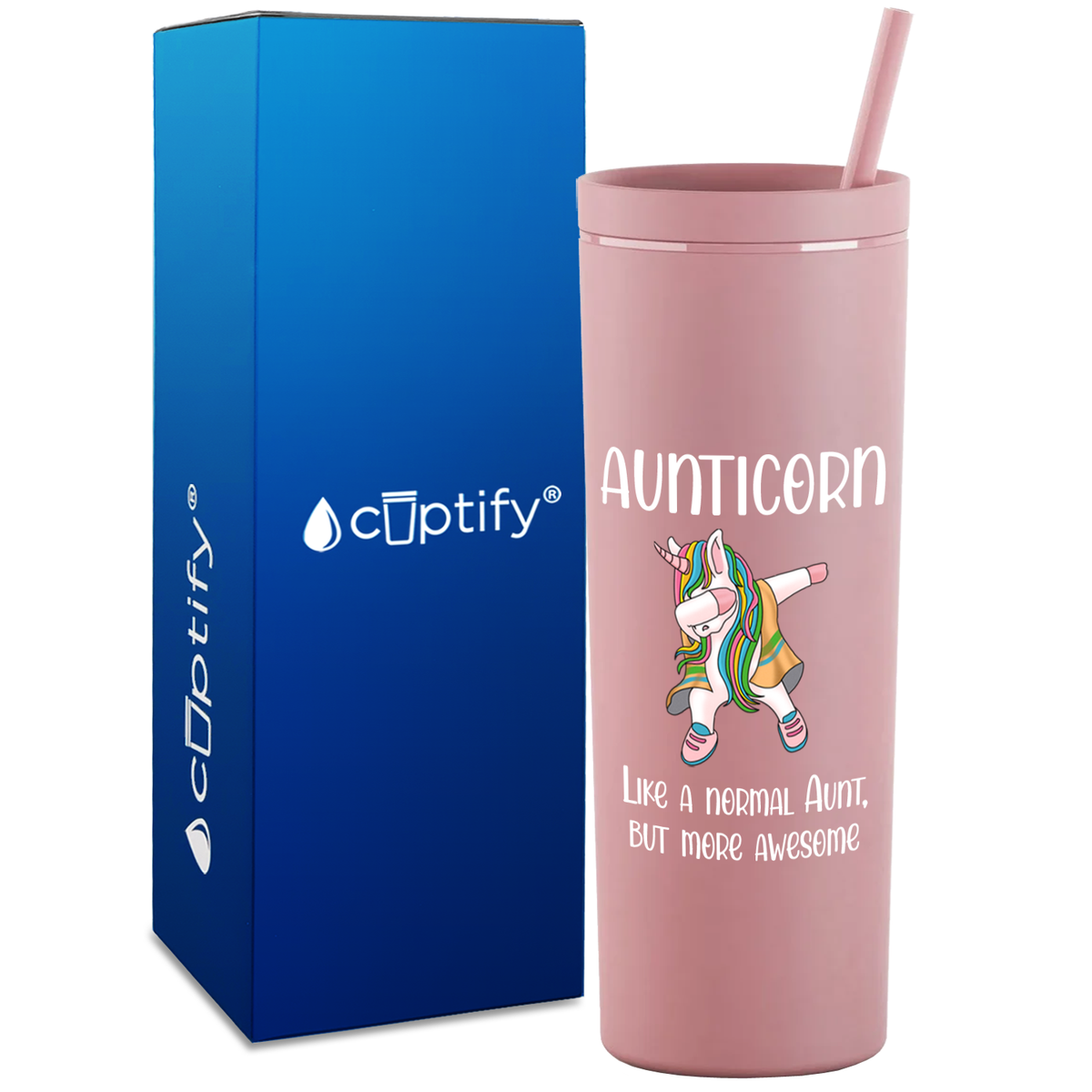 Aunticorn on 18oz Acrylic Skinny Tumbler