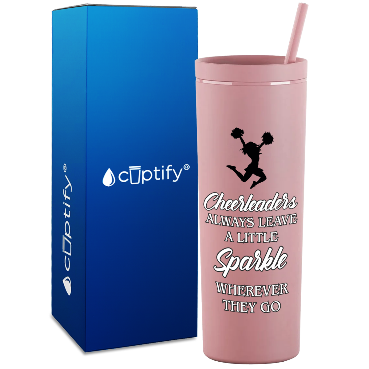 Cheerleaders Always Leave a Little Sparkle on 18oz Acrylic Skinny Tumbler