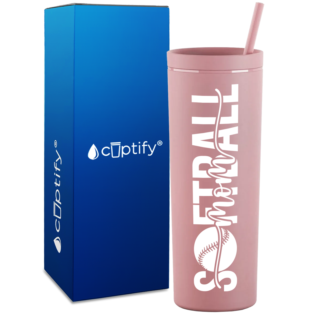 Softball Mom Swish on 18oz Acrylic Skinny Tumbler