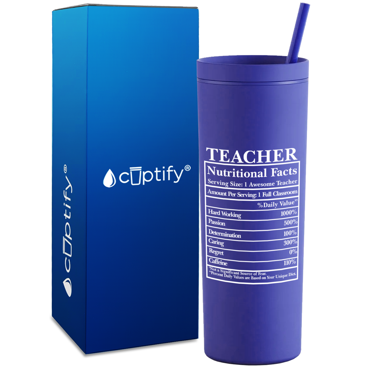 Teacher Nutritional Facts on 18oz Acrylic Teacher Tumbler