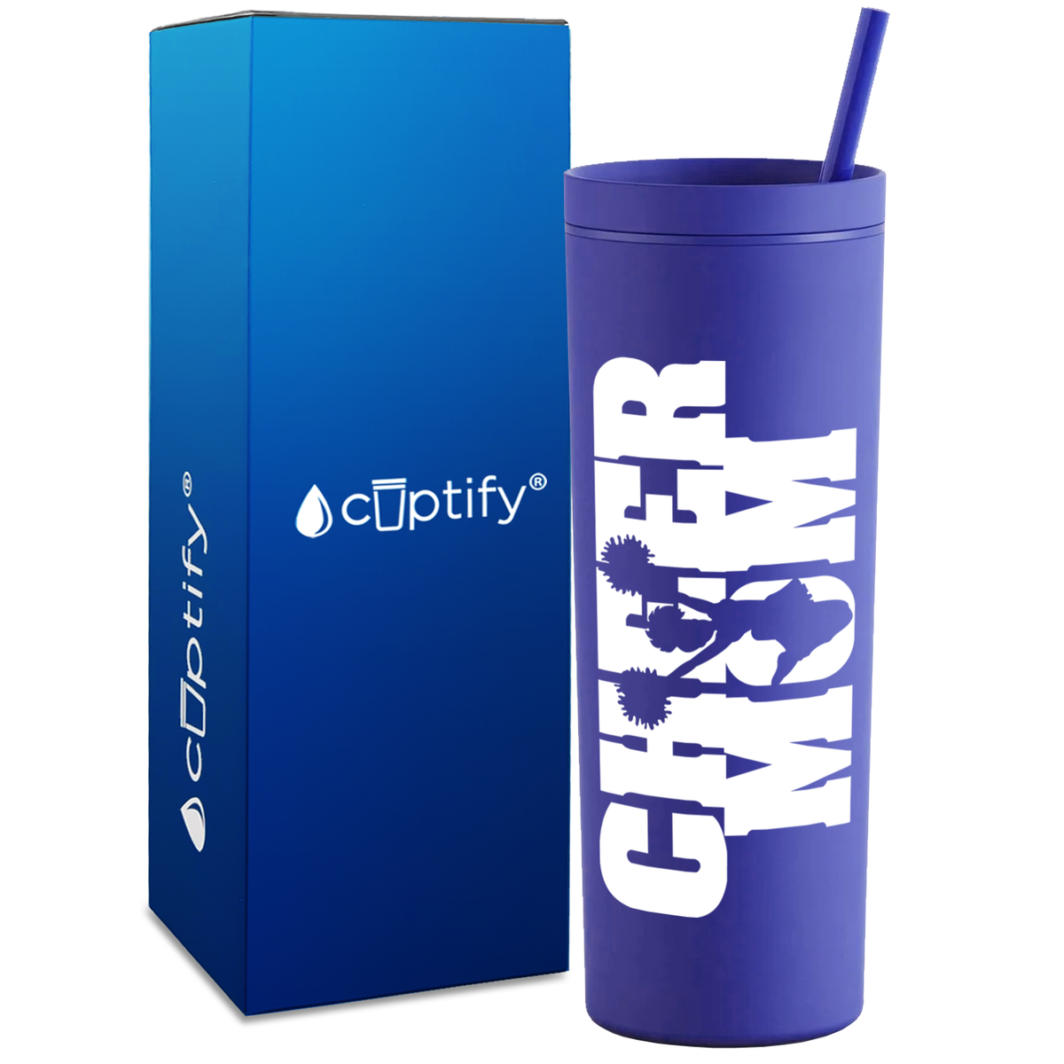 Cheer Mom with Cheerleader on 18oz Acrylic Skinny Tumbler