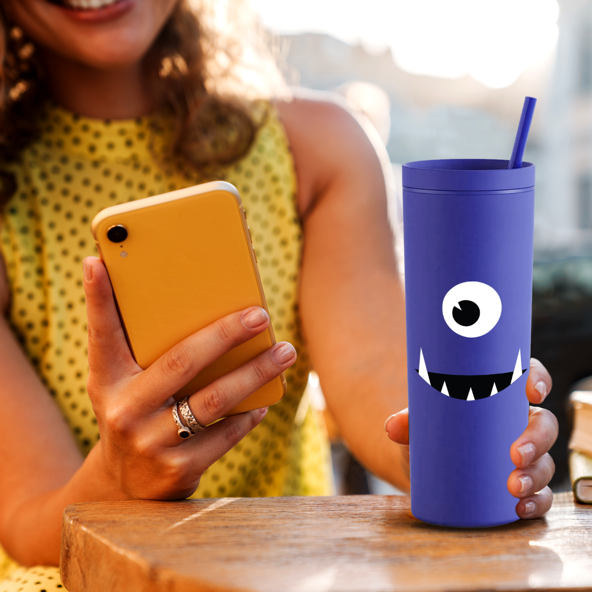 Purple Cyclops on 18oz Acrylic Halloween Skinny Tumbler