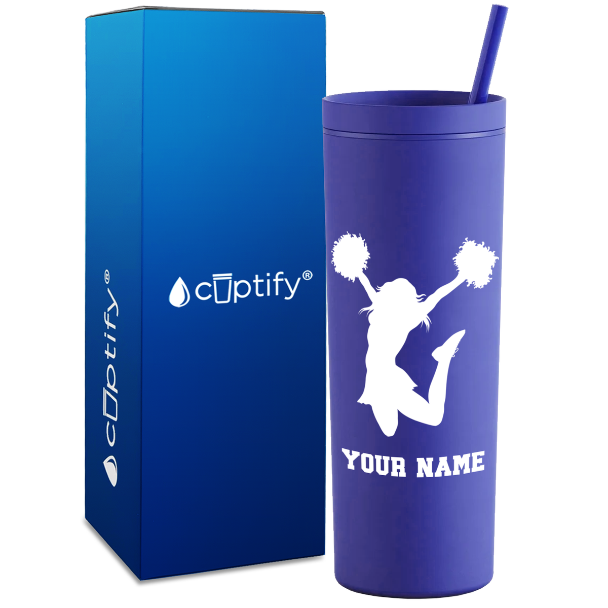 Personalized Cheerleader on 18oz Acrylic Skinny Tumbler