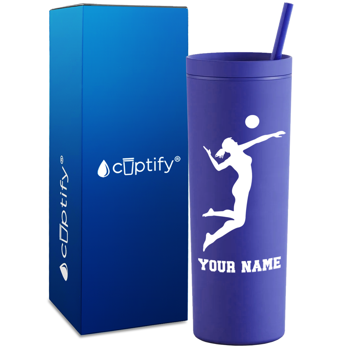 Personalized Volleyball Player on 18oz Acrylic Skinny Tumbler