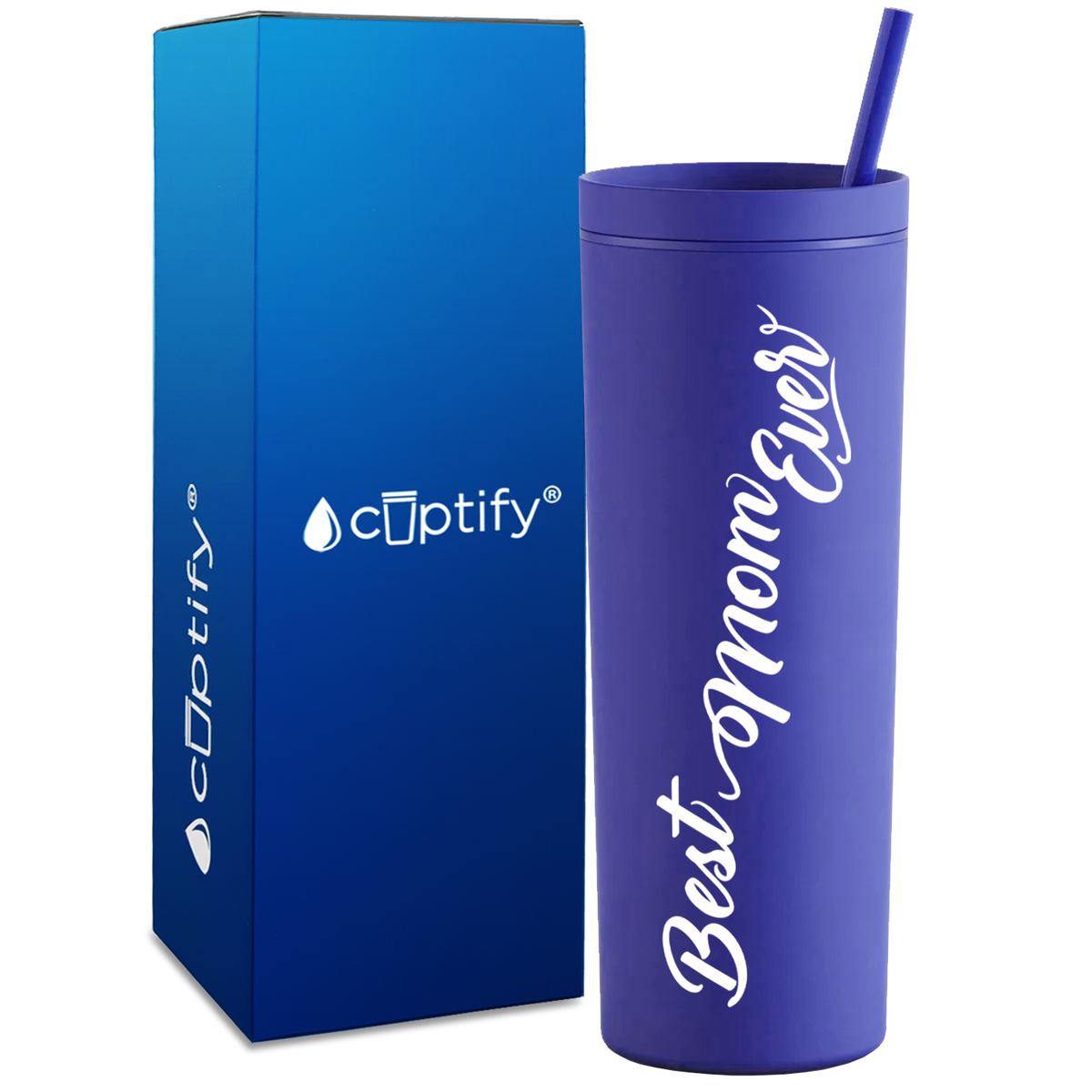 Best Mom Ever on 18oz Acrylic Skinny Tumbler