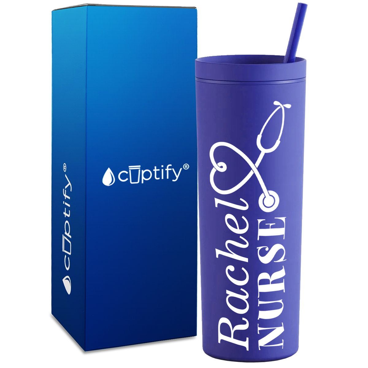 Personalized Nurse on 18oz Acrylic Skinny Tumbler