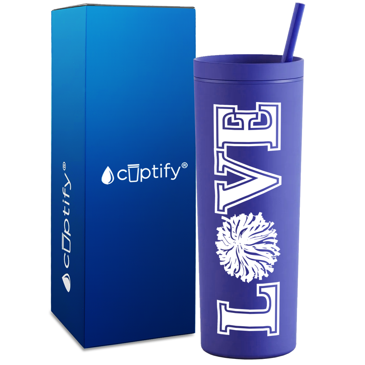 Love Cheer on 18oz Acrylic Skinny Tumbler