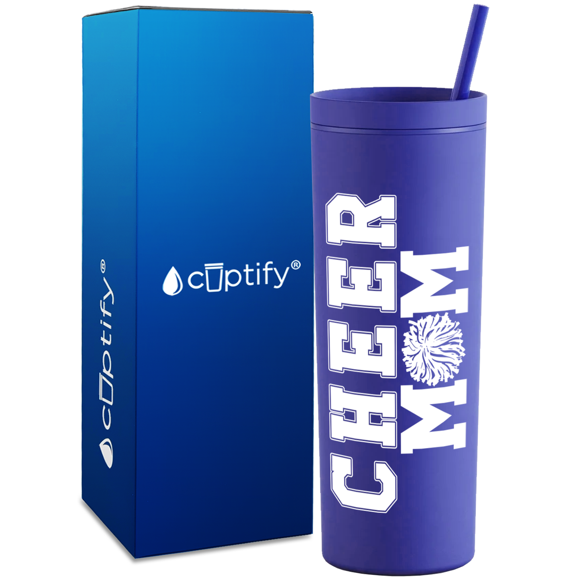 Cheer Mom on 18oz Acrylic Skinny Tumbler