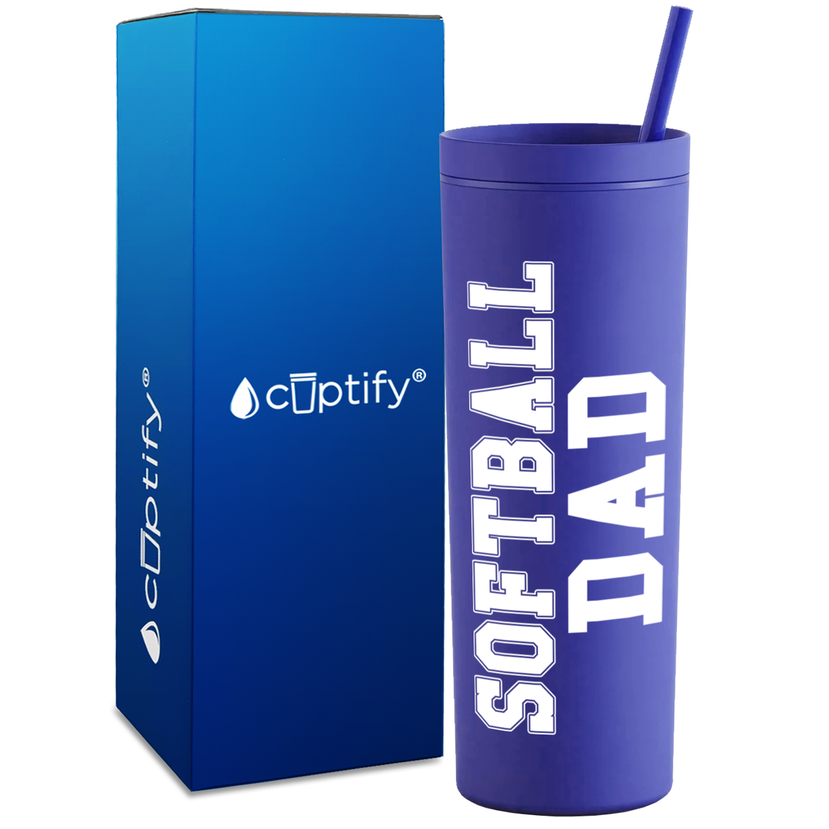 Softball Dad on 18oz Acrylic Skinny Tumbler