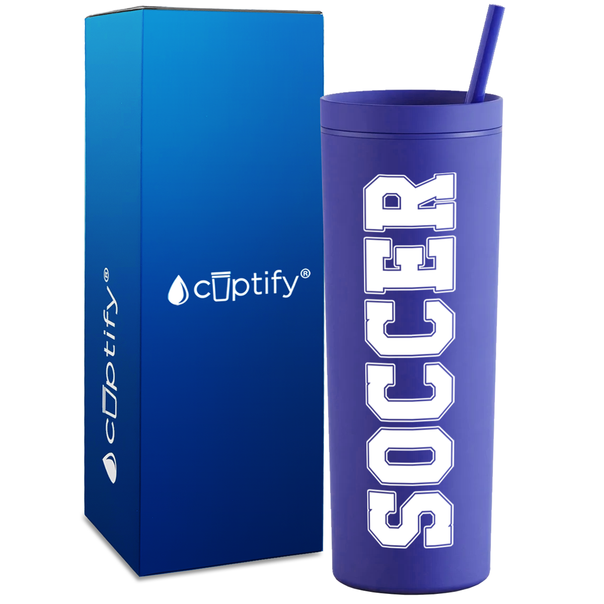 Soccer on 18oz Acrylic Skinny Tumbler