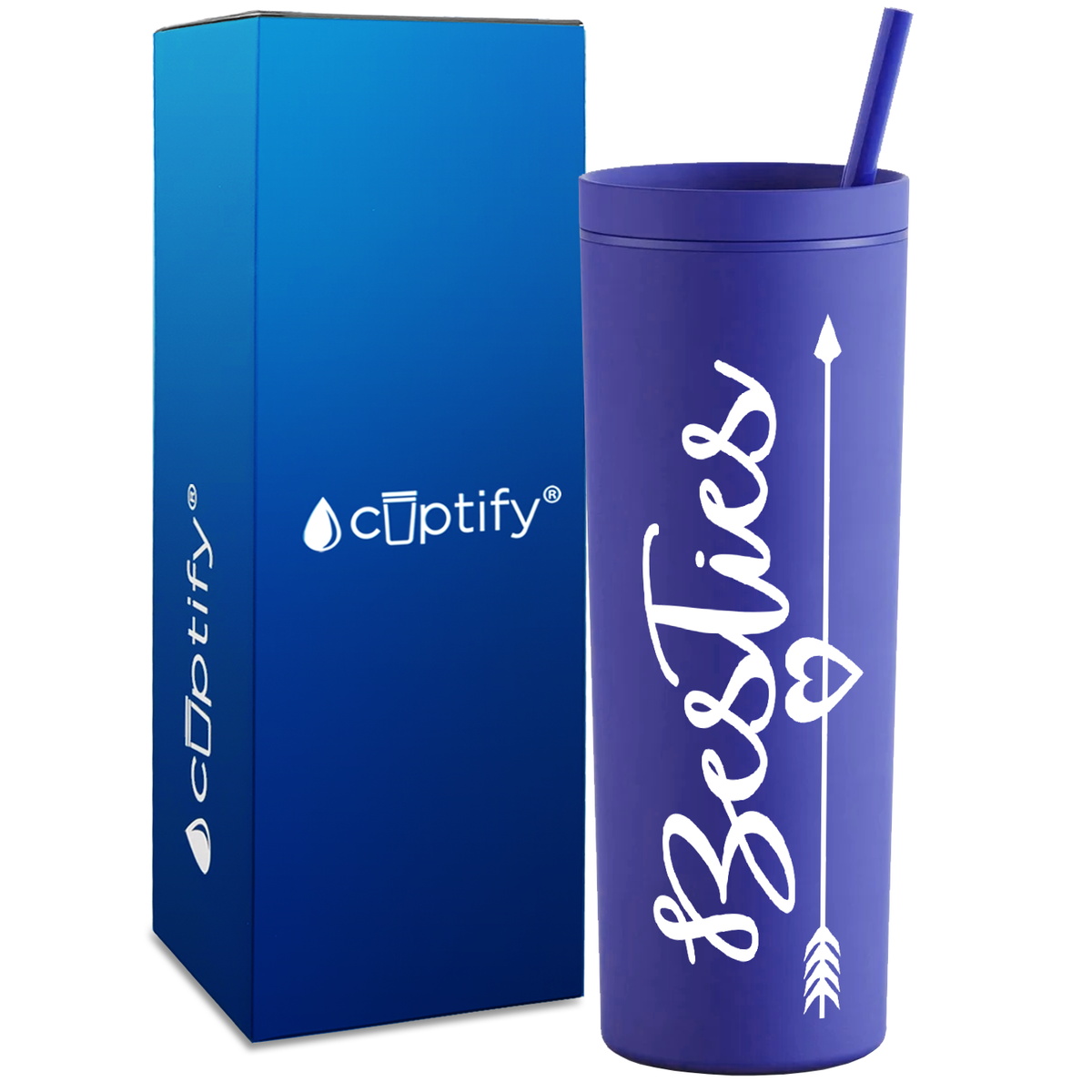 Best Friend Besties on 18oz Acrylic Skinny Tumbler