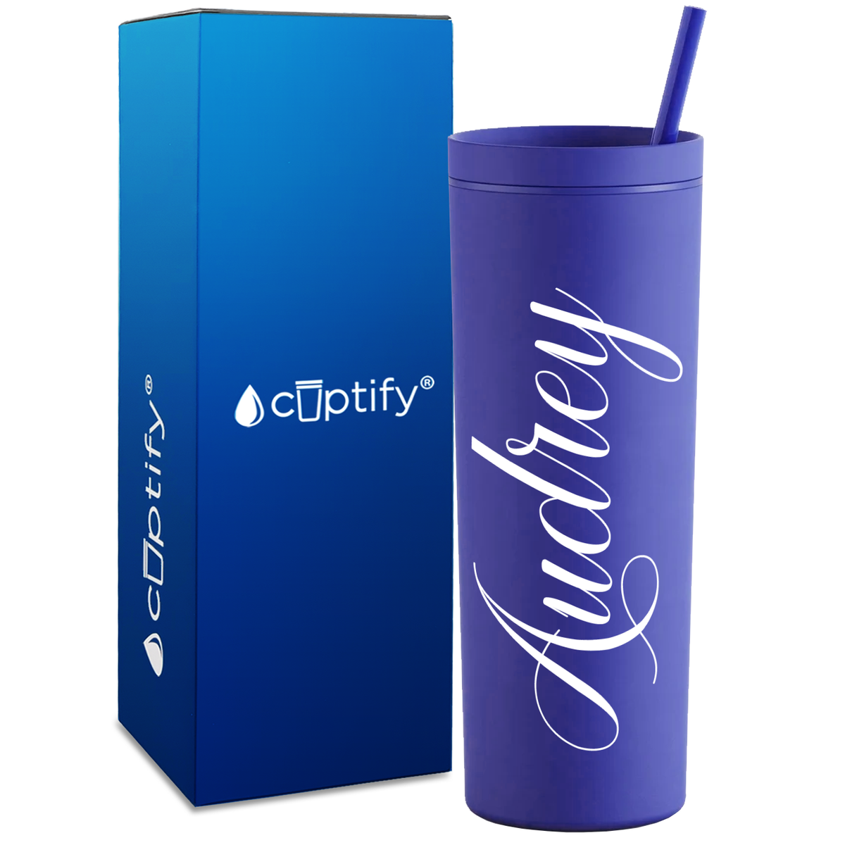 Personalized Audrey Style on 18oz Acrylic Skinny Tumbler