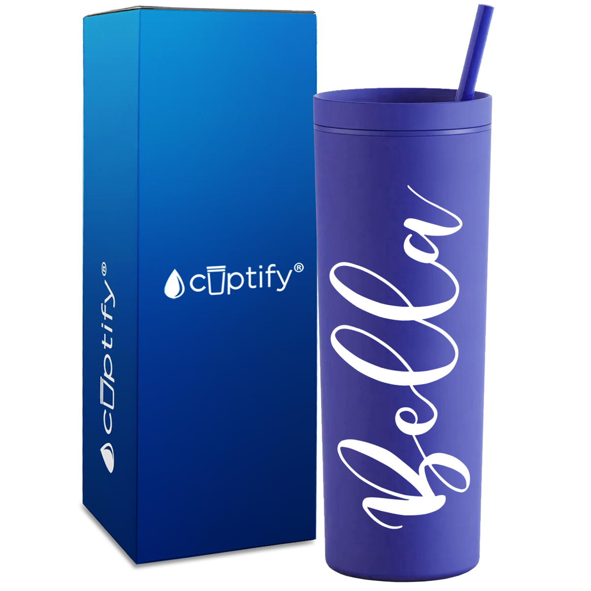 Personalized Bella Style on 18oz Acrylic Skinny Tumbler