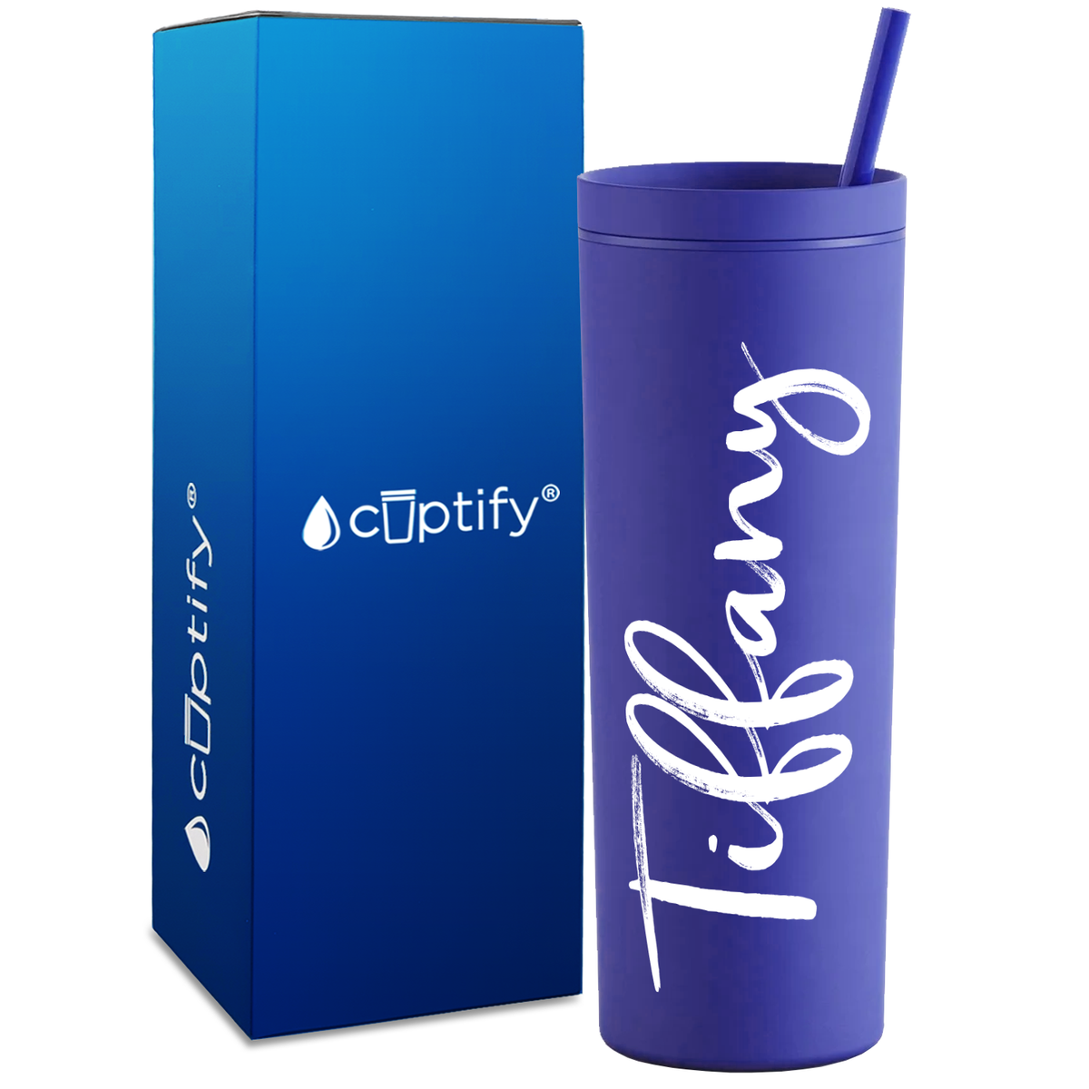 Personalized Tiffany Style on 18oz Acrylic Skinny Tumbler