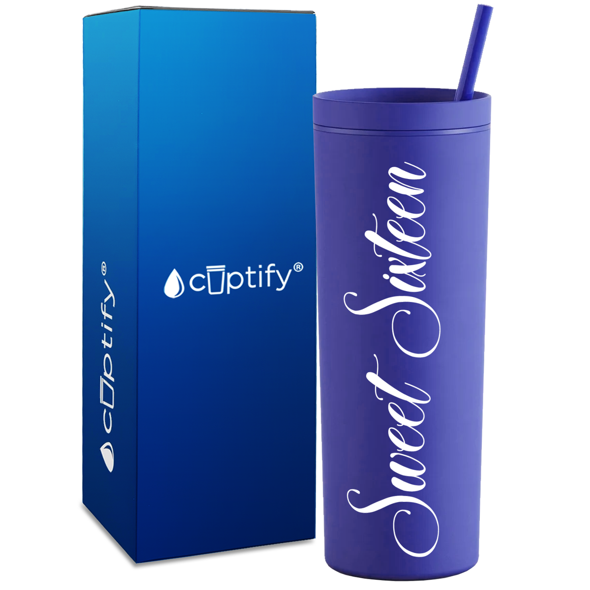 Sweet Sixteen on 18oz Acrylic Skinny Tumbler