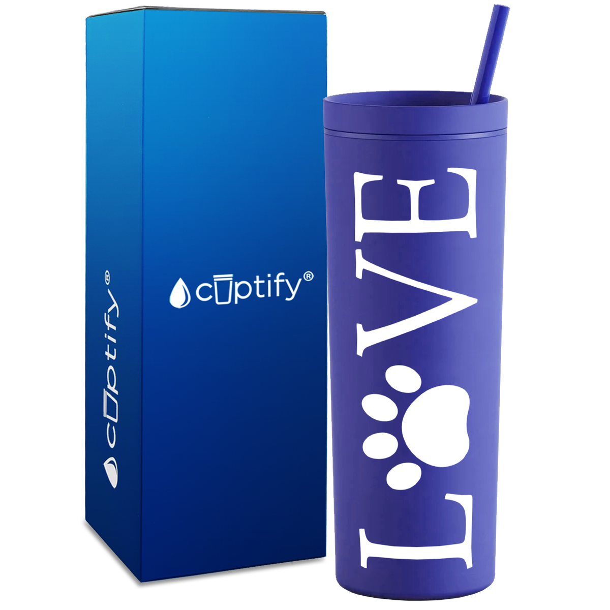 LOVE Dog Paw on 18oz Acrylic Skinny Tumbler