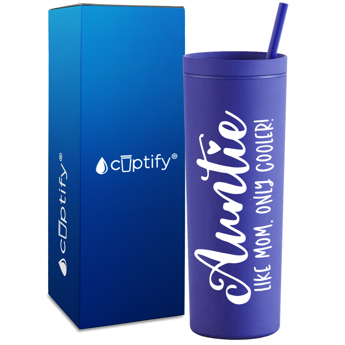 Auntie Like Mom Only Cooler on 18oz Acrylic Skinny Tumbler